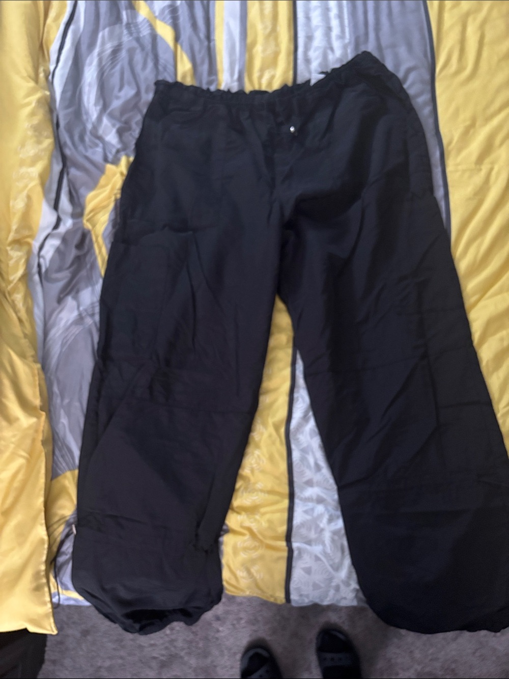 Men's Black Casual Elastic-Waist Pants